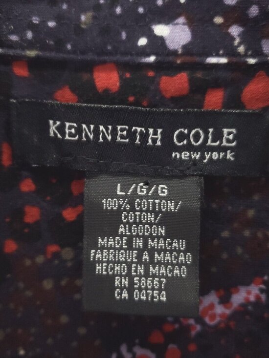 Kenneth Cole Shirt Mens Large Black Red Club 100% Cotton Button-Up - Picture 6 of 9